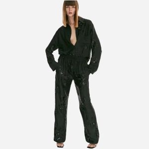 Zara Sequin Embroidered Set - Black